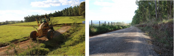 Foto1: Recuperação da estrada que liga Pains a Microminas pela região do Amargoso/Foto2: Estrada que liga Pains a Vila Costina já foi recuperada