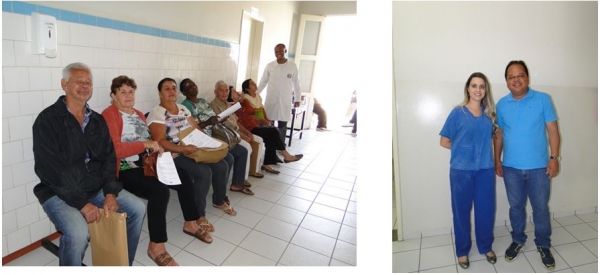 Foto 1: Pacientes aguardando a  cirurgia                            Foto 2: O Prefeito Marco Aurélio Rabelo Gomes com a médica Vanessa Rattis                                   