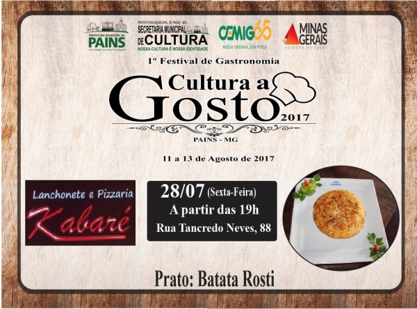 Lanchonete e pizzaria Kabaré apresentará seu prato nesta  sexta-feira, 28, no 1º Festival Cultura a Gosto