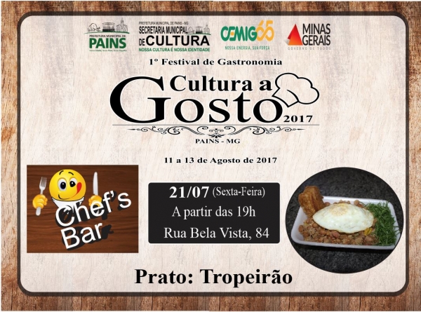 Chef&#039;s Bar  apresentará seu prato nesta  sexta-feira, 21, no 1º Festival Cultura a Gosto