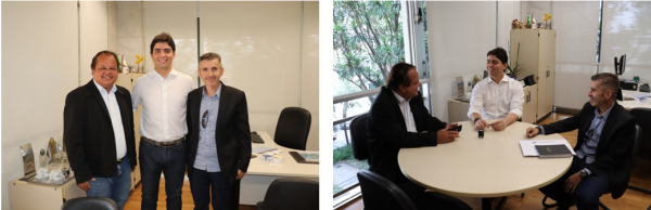 Fotos: Da Esquerda para direita: O Prefeito Marco Aurélio, o Deputado Estadual Cássio Soares e o Vereador Leon Farnese 