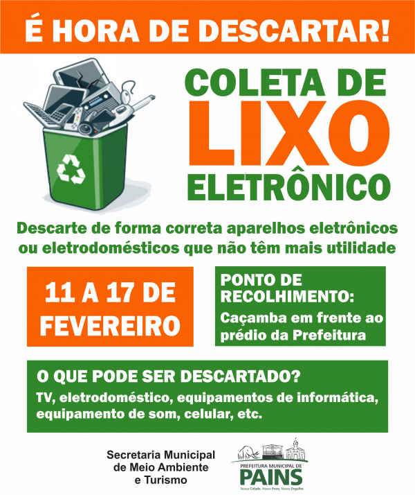 Prefeitura realiza campanha para coleta de lixo eletrônico