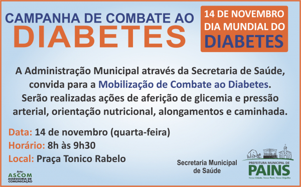 Município  promove amanhã dia, 14 o dia Mundial do Diabetes