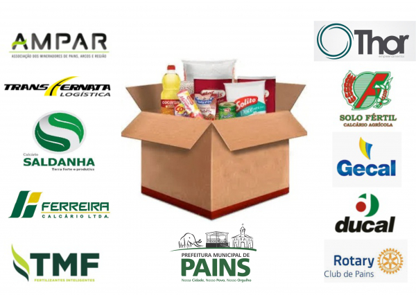 Prefeitura de Pains em parceria com empresários e Rotary Club realizam doação de cestas básicas