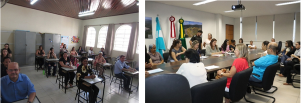 Foto1: Candidatos durante realização da prova / Foto 2: Reunião com a Promotora