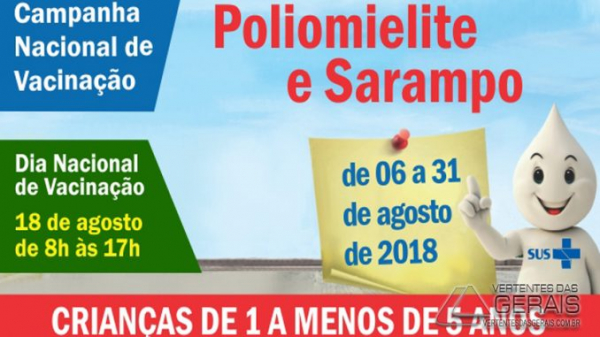 Campanha de vacinação contra a Poliomielite e Sarampo acontece de 6 a 31 de agosto